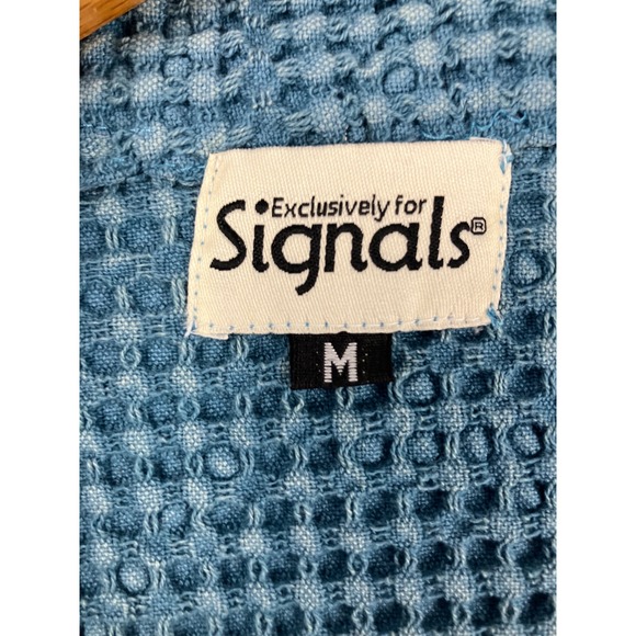 Signals Waffle Knit Collarless Button Front Jacket Blue Size Medium - Picture 7 of 11